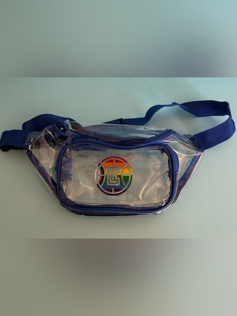 LA Clippers Clear Blue Crossbody Bag with Rainbow Logo